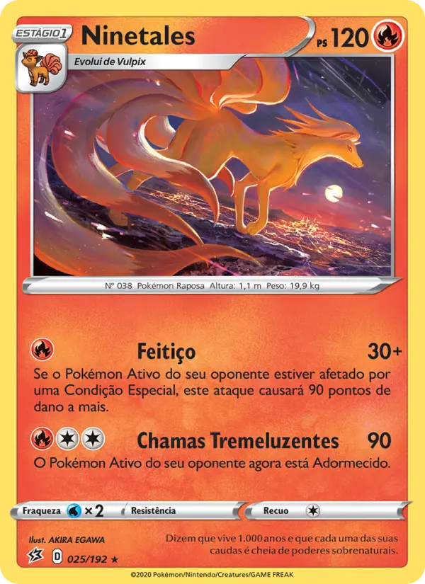Carta Ninetales, número 25/192 da coleção Rixa Rebelde