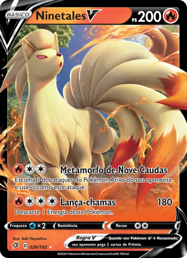 Carta Ninetales V, número 26/192 da coleção Rixa Rebelde