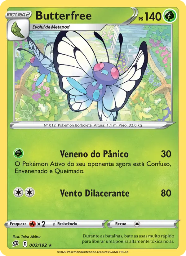 Carta Butterfree, número 3/192 da coleção Rixa Rebelde