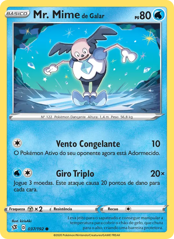 Carta Mr. Mime de Galar, número 37/192 da coleção Rixa Rebelde