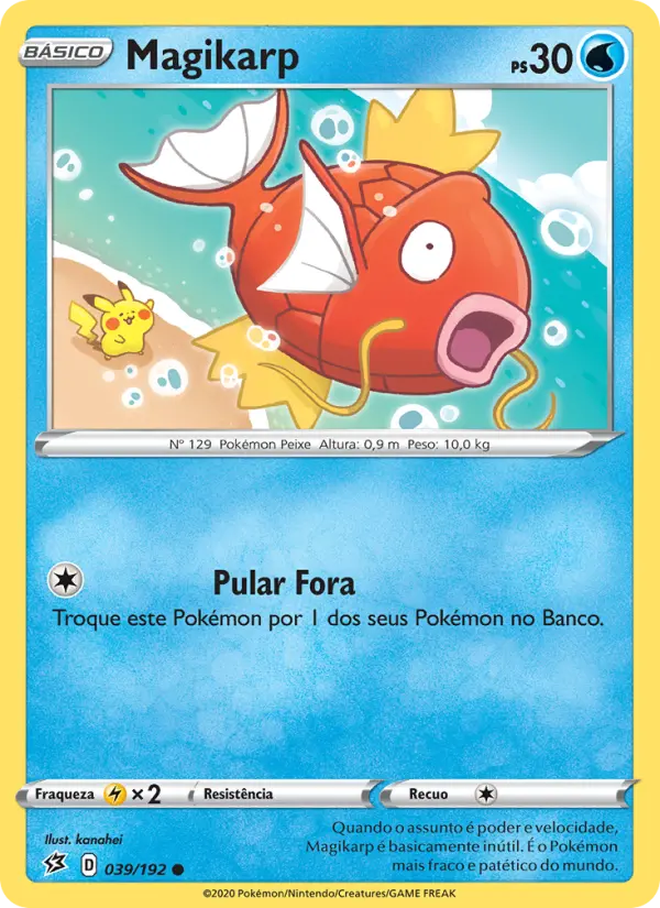 Carta Magikarp, número 39/192 da coleção Rixa Rebelde