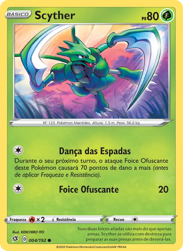 Carta Scyther, número 4/192 da coleção Rixa Rebelde