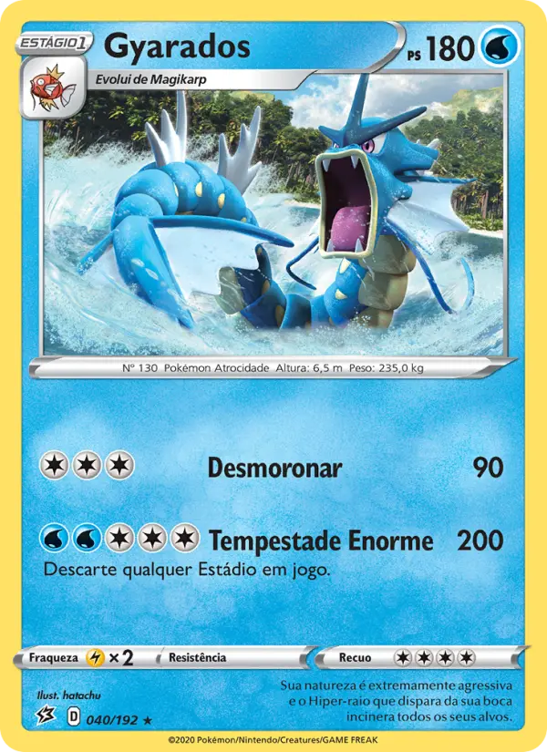 Carta Gyarados, número 40/192 da coleção Rixa Rebelde