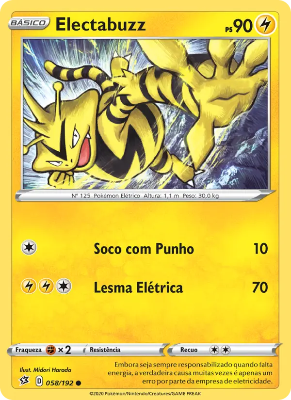 Carta Electabuzz, número 58/192 da coleção Rixa Rebelde