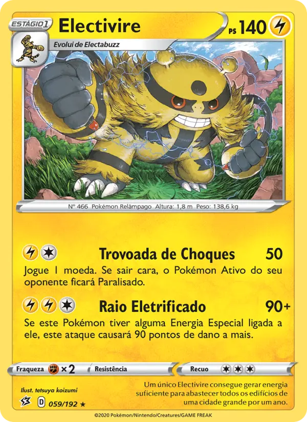 Carta Electivire, número 59/192 da coleção Rixa Rebelde