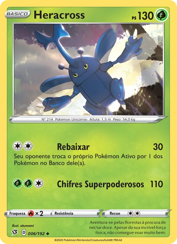 Carta Heracross, número 6/192 da coleção Rixa Rebelde
