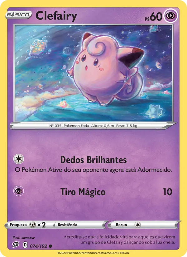 Carta Clefairy, número 74/192 da coleção Rixa Rebelde