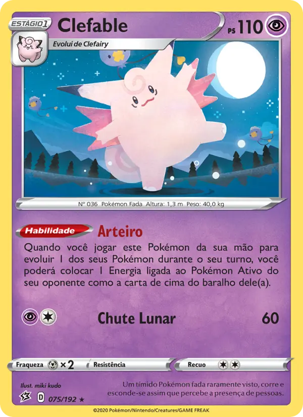 Carta Clefable, número 75/192 da coleção Rixa Rebelde