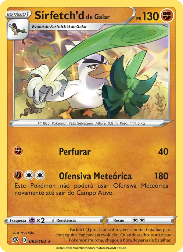 Carta Sirfetch'd de Galar, número 95/192 da coleção Rixa Rebelde
