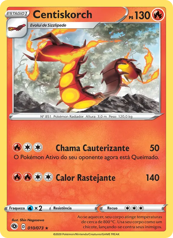 Carta Centiskorch, número 10/73 da coleção Caminho do Campeão