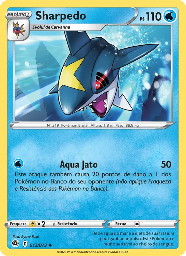 Carta Sharpedo, número 12/73 da coleção Caminho do Campeão