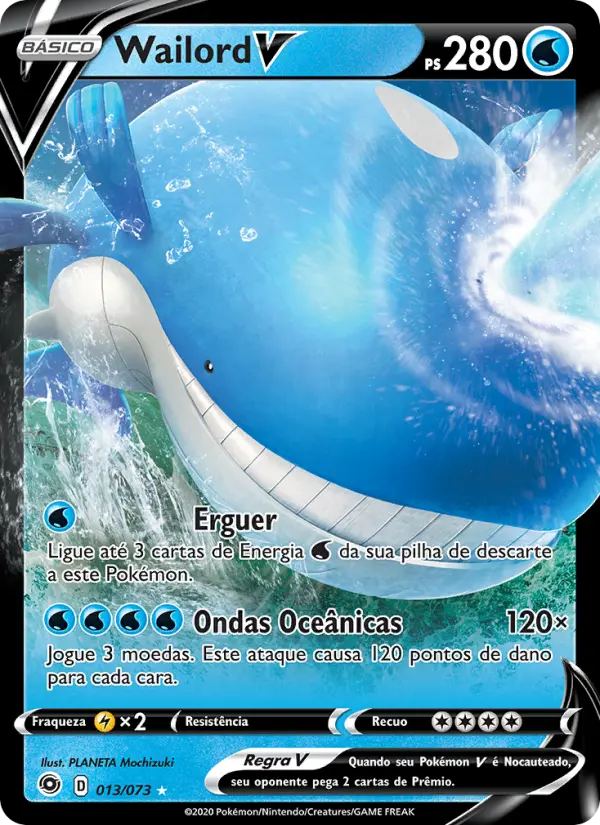 Carta Wailord V, número 13/73 da coleção Caminho do Campeão