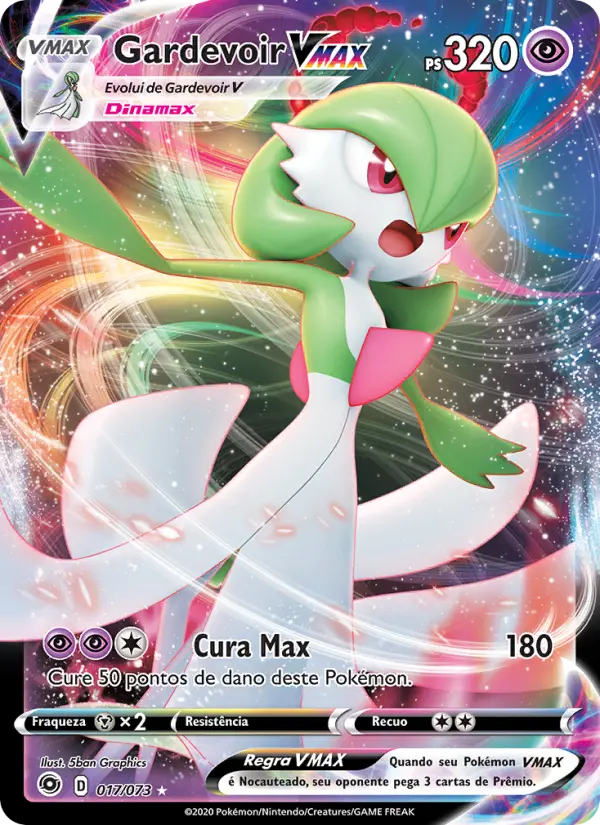 Carta Gardevoir VMAX, número 17/73 da coleção Caminho do Campeão