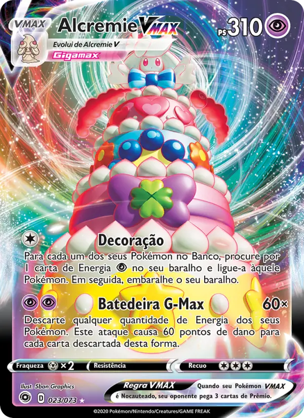 Carta Alcremie VMAX, número 23/73 da coleção Caminho do Campeão