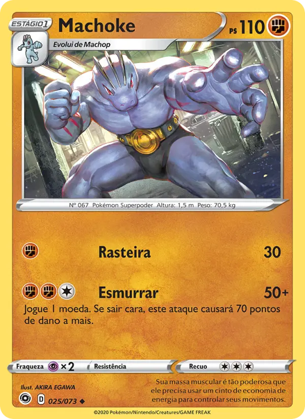 Carta Machoke, número 25/73 da coleção Caminho do Campeão