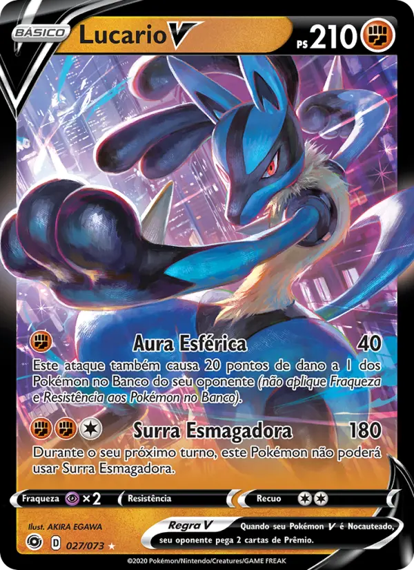 Carta Lucario V, número 27/73 da coleção Caminho do Campeão