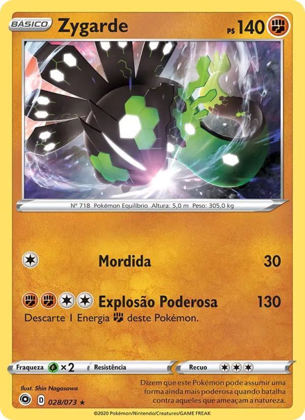 Carta Zygarde, número 28/73 da coleção Caminho do Campeão