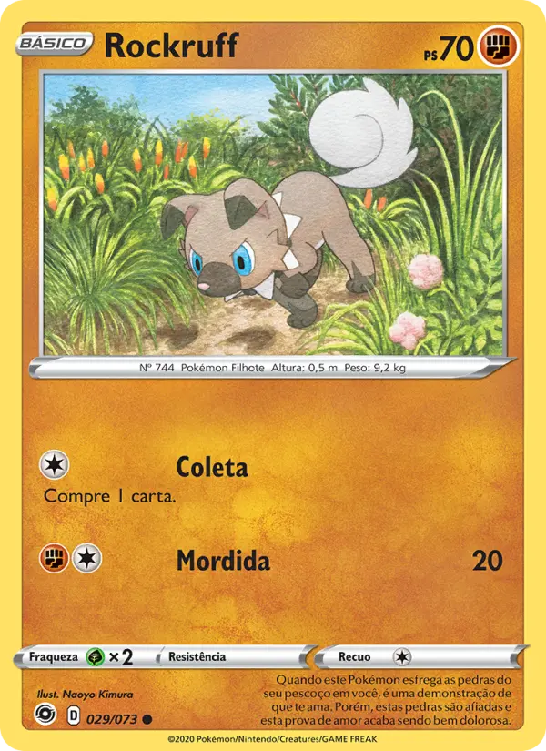 Carta Rockruff, número 29/73 da coleção Caminho do Campeão