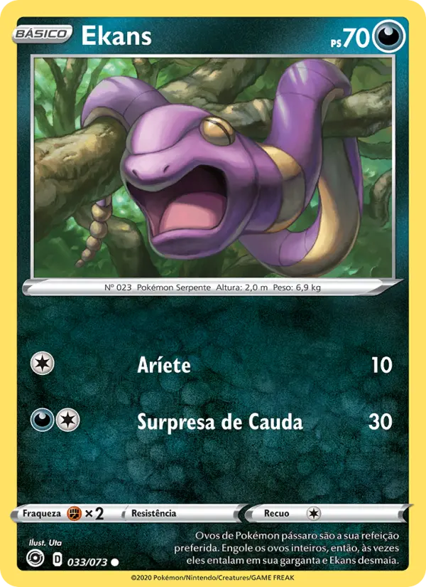 Carta Ekans, número 33/73 da coleção Caminho do Campeão