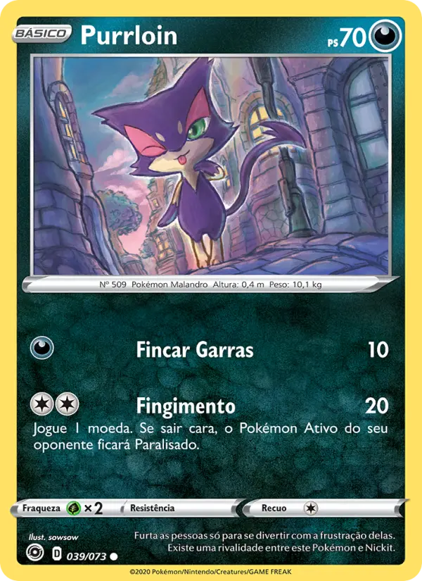 Carta Purrloin, número 39/73 da coleção Caminho do Campeão