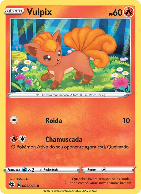 Carta Vulpix, número 6/73 da coleção Caminho do Campeão