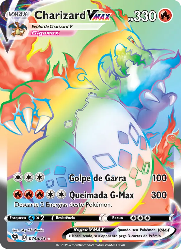 Carta Charizard VMAX, número 74/73 da coleção Caminho do Campeão