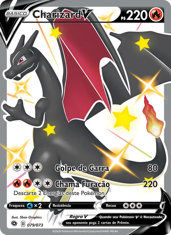 Carta Charizard V, número 79/73 da coleção Caminho do Campeão