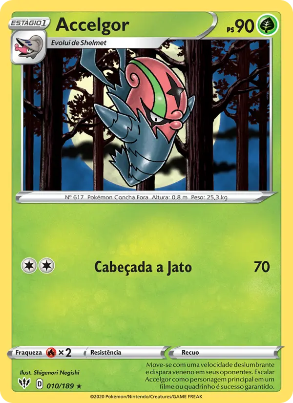 Carta Accelgor, número 10/189 da coleção Escuridão Incandescente