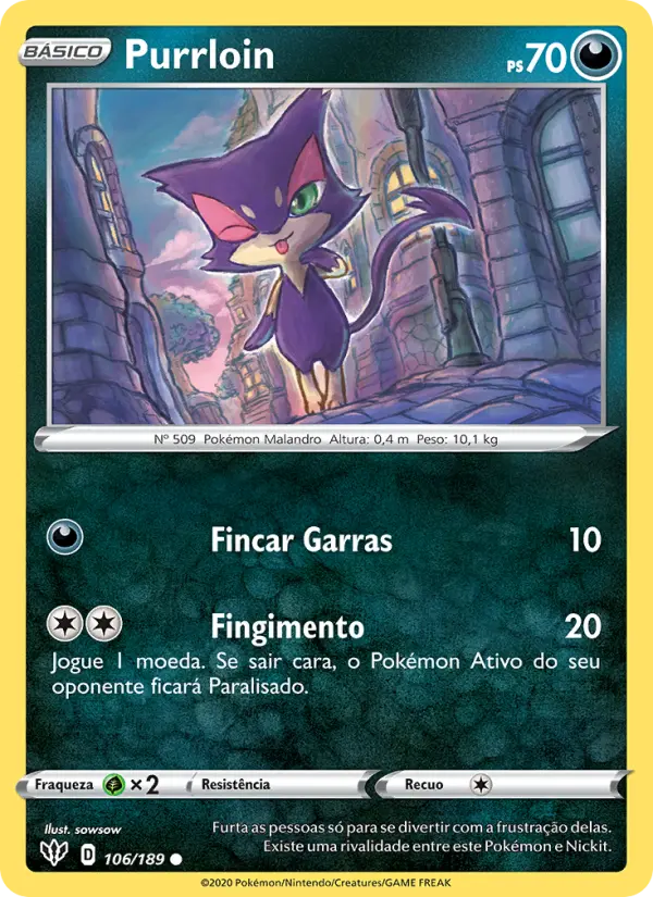 Carta Purrloin, número 106/189 da coleção Escuridão Incandescente