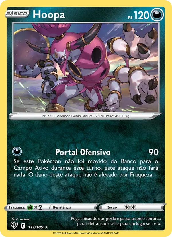 Carta Hoopa, número 111/189 da coleção Escuridão Incandescente