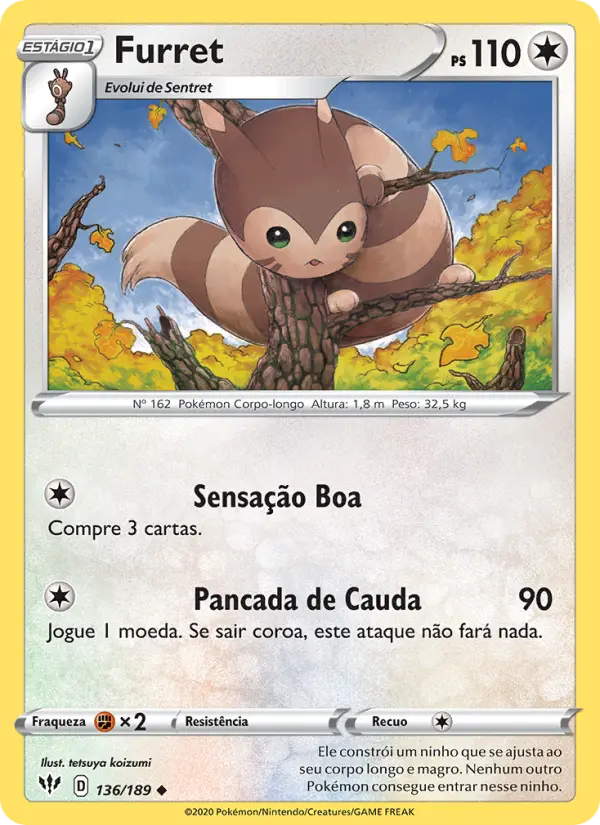 Carta Furret, número 136/189 da coleção Escuridão Incandescente