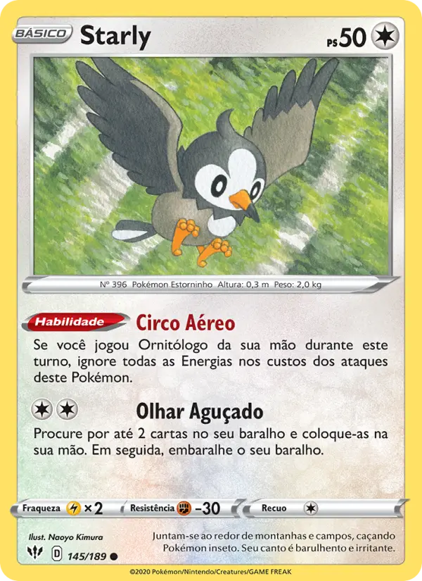 Carta Starly, número 145/189 da coleção Escuridão Incandescente