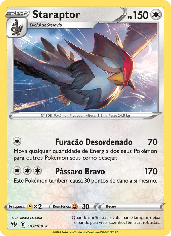 Carta Staraptor, número 147/189 da coleção Escuridão Incandescente