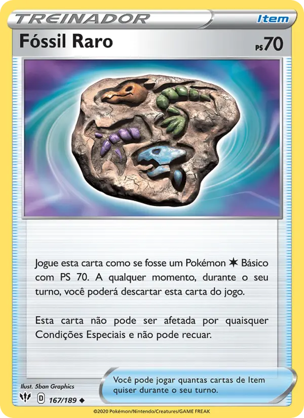 Carta Fóssil Raro, número 167/189 da coleção Escuridão Incandescente