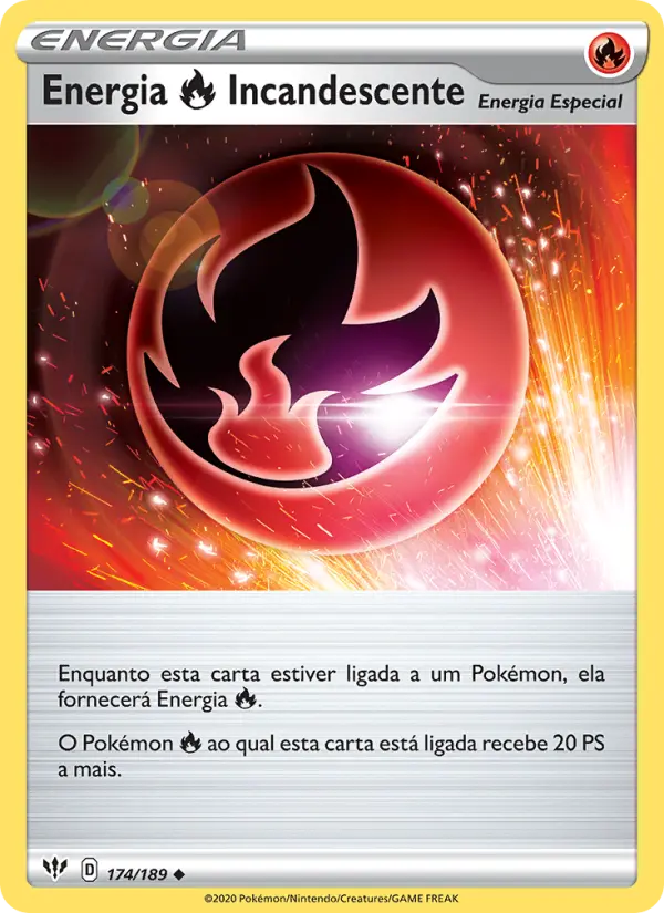 Carta Energia Fire Incandescente, número 174/189 da coleção Escuridão Incandescente