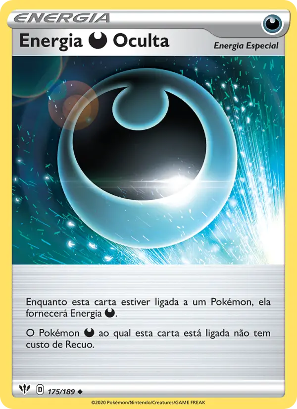 Carta Energia Darkness Oculta, número 175/189 da coleção Escuridão Incandescente