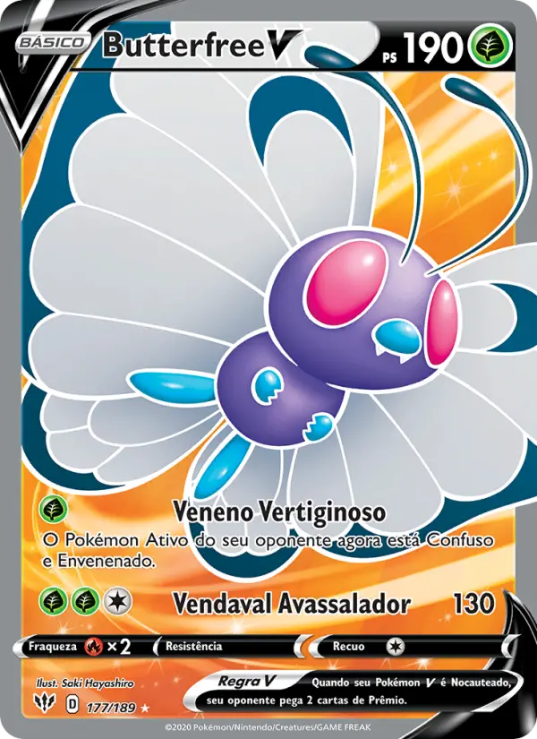 Carta Butterfree V, número 177/189 da coleção Escuridão Incandescente