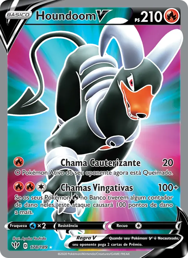 Carta Houndoom V, número 178/189 da coleção Escuridão Incandescente