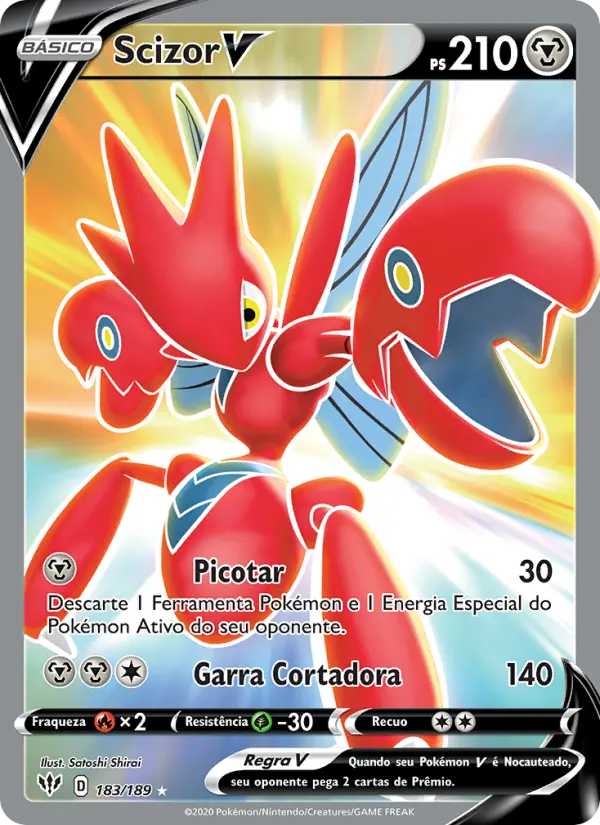 Carta Scizor V, número 183/189 da coleção Escuridão Incandescente