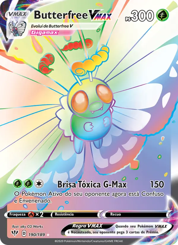 Carta Butterfree VMAX, número 190/189 da coleção Escuridão Incandescente