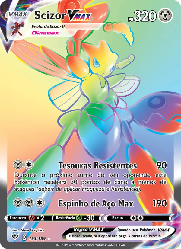 Carta Scizor VMAX, número 193/189 da coleção Escuridão Incandescente
