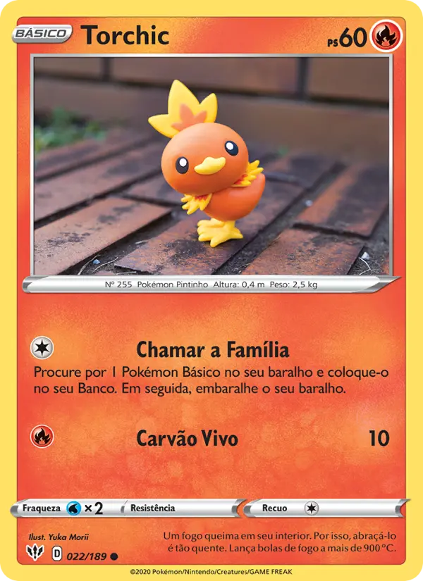 Carta Torchic, número 22/189 da coleção Escuridão Incandescente