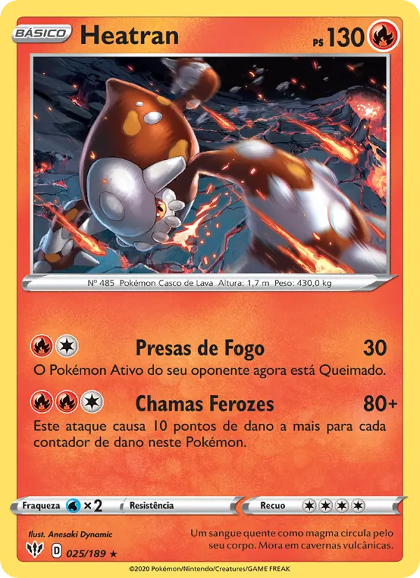 Carta Heatran, número 25/189 da coleção Escuridão Incandescente
