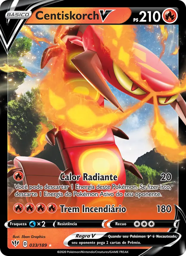 Carta Centiskorch V, número 33/189 da coleção Escuridão Incandescente