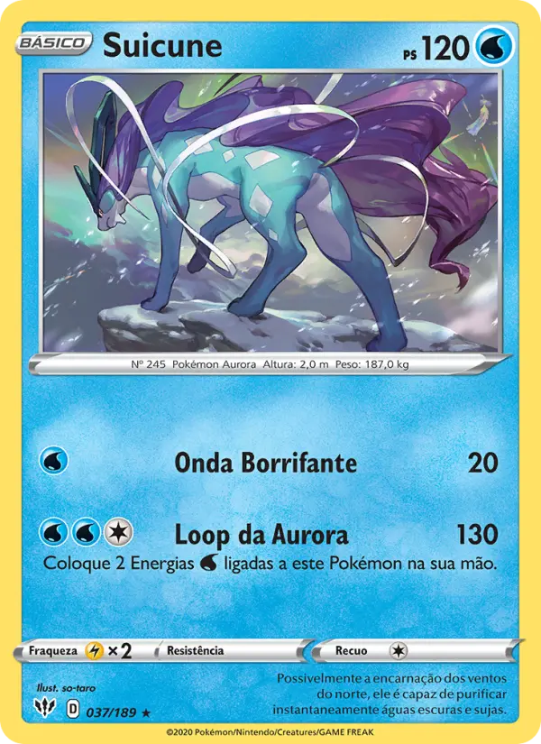 Carta Suicune, número 37/189 da coleção Escuridão Incandescente