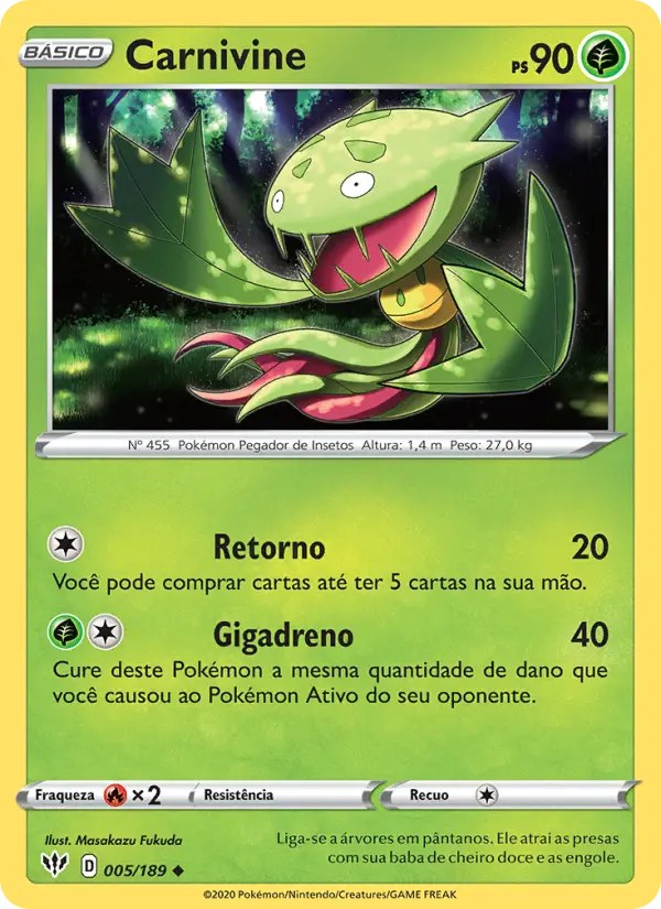 Carta Carnivine, número 5/189 da coleção Escuridão Incandescente