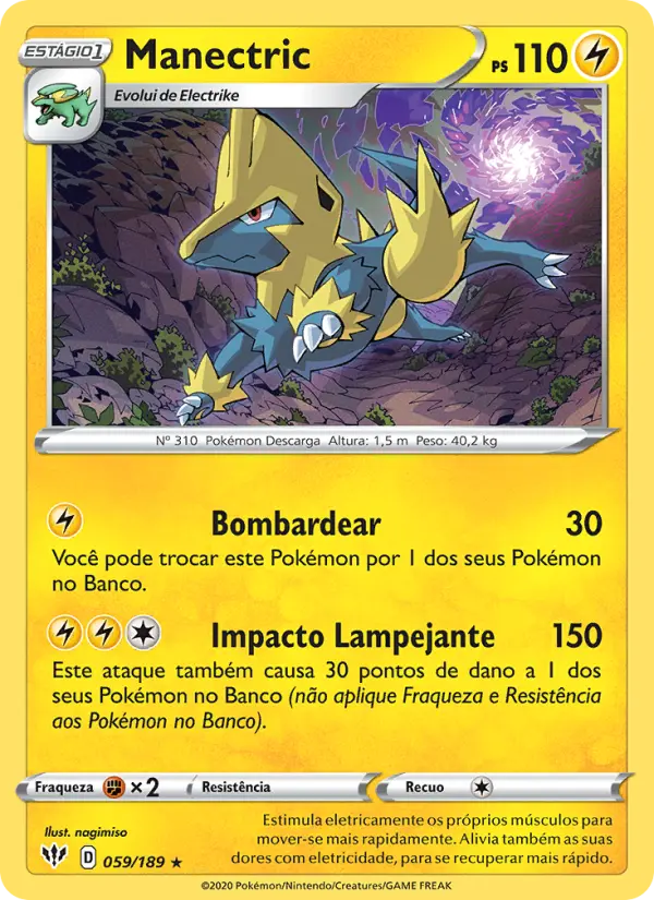 Carta Manectric, número 59/189 da coleção Escuridão Incandescente