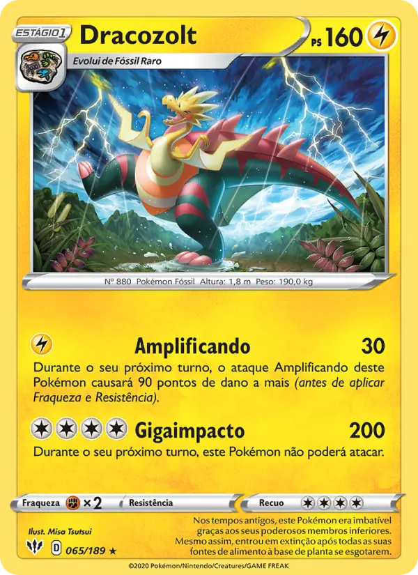 Carta Dracozolt, número 65/189 da coleção Escuridão Incandescente