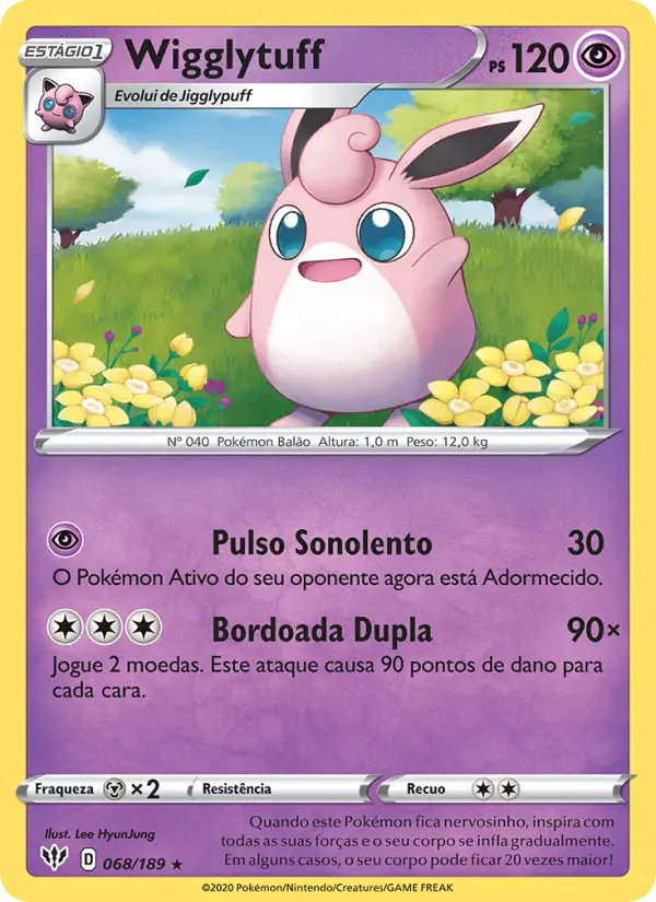 Carta Wigglytuff, número 68/189 da coleção Escuridão Incandescente