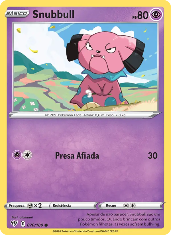 Carta Snubbull, número 70/189 da coleção Escuridão Incandescente